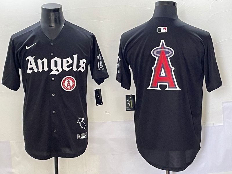 Men 2025 Los Angeles Angels Blank Black Five generations Joint Name Nike MLB Jersey style 20->los angeles angels->MLB Jersey